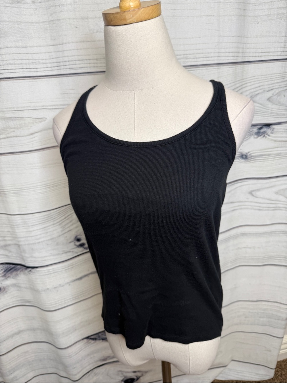 J. Crew Black Ribbed Scoop Neck Tank, support band